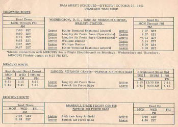 NASA Airlift schedule 1961/10